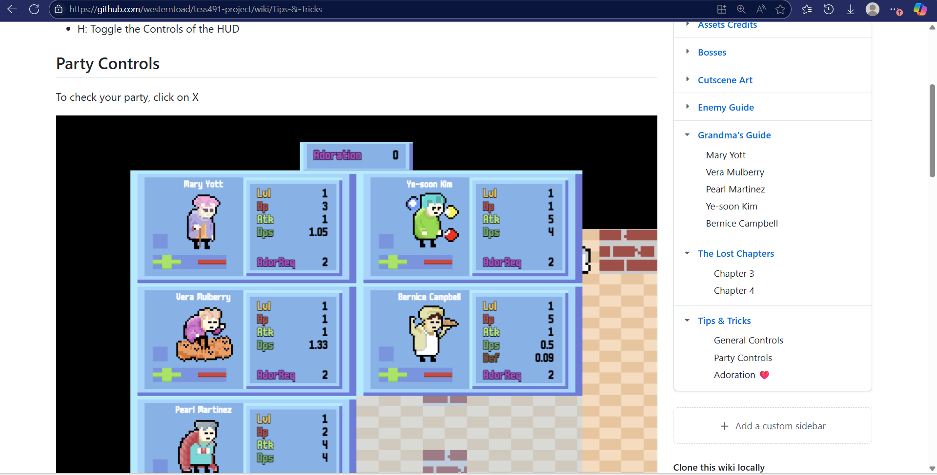 Example of Gameplay Info in the Wiki